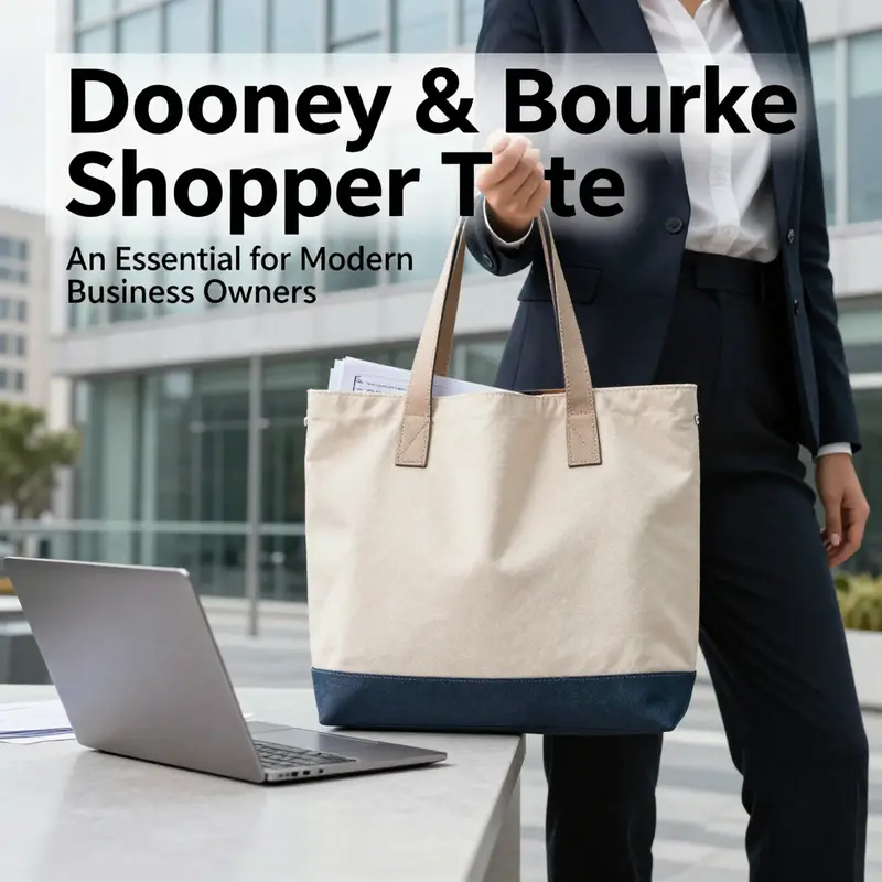 The Dooney & Bourke Shopper Tote showcased in a vibrant urban environment, exemplifying its practicality for daily business use.