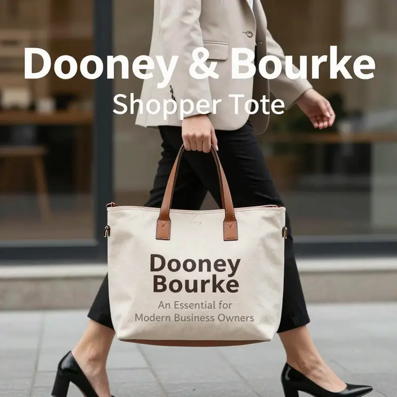 The Dooney & Bourke Shopper Tote showcased in a vibrant urban environment, exemplifying its practicality for daily business use.