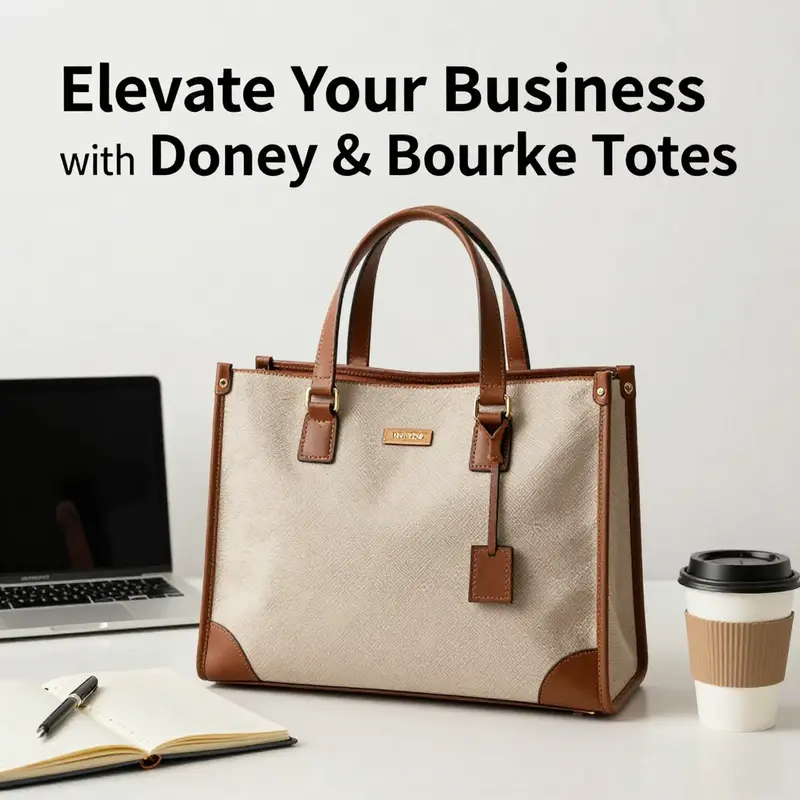 Elegant setup featuring a Dooney & Bourke tote bag with business essentials, representing its role in professional life.