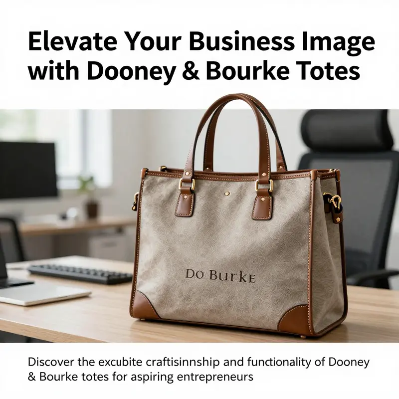 A stylish Dooney & Bourke tote in an office, highlighting its functionality as a premium business accessory.