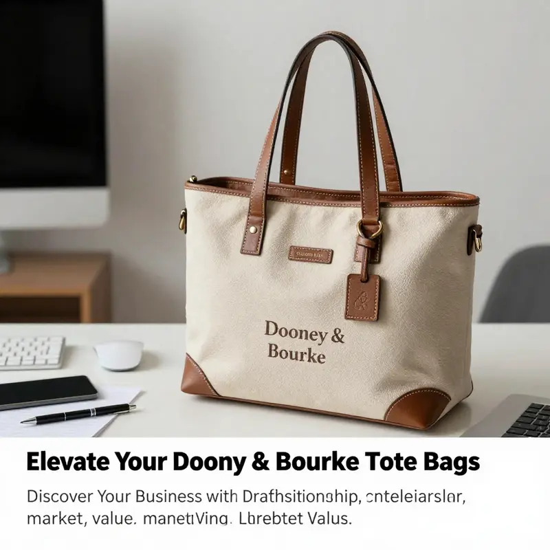 A Dooney & Bourke tote bag elegantly displayed on an office desk surrounded by business essentials.