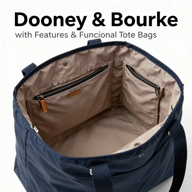 Detailed craftsmanship of a Dooney & Bourke tote bag, highlighting quality materials and design.