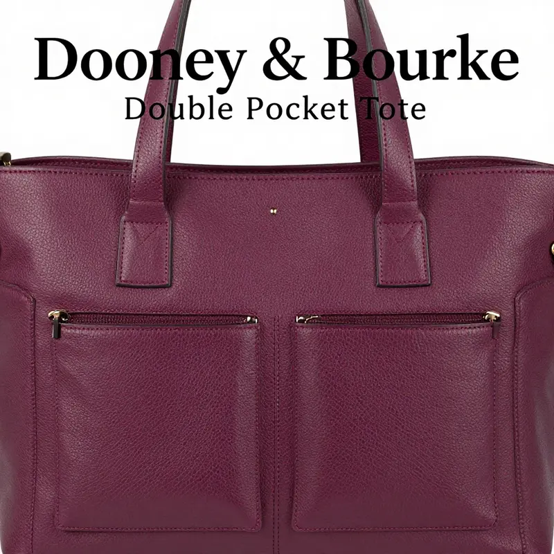 Close-up of the luxurious Wine Pebble Grain Leather showcasing the intricate design and texture of the Dooney and Bourke Double Pocket Tote.