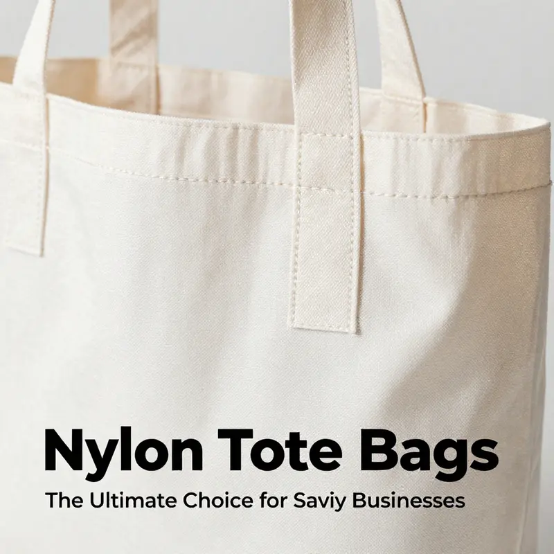 A close-up of a nylon tote bag highlighting its superb craftsmanship and durable material.