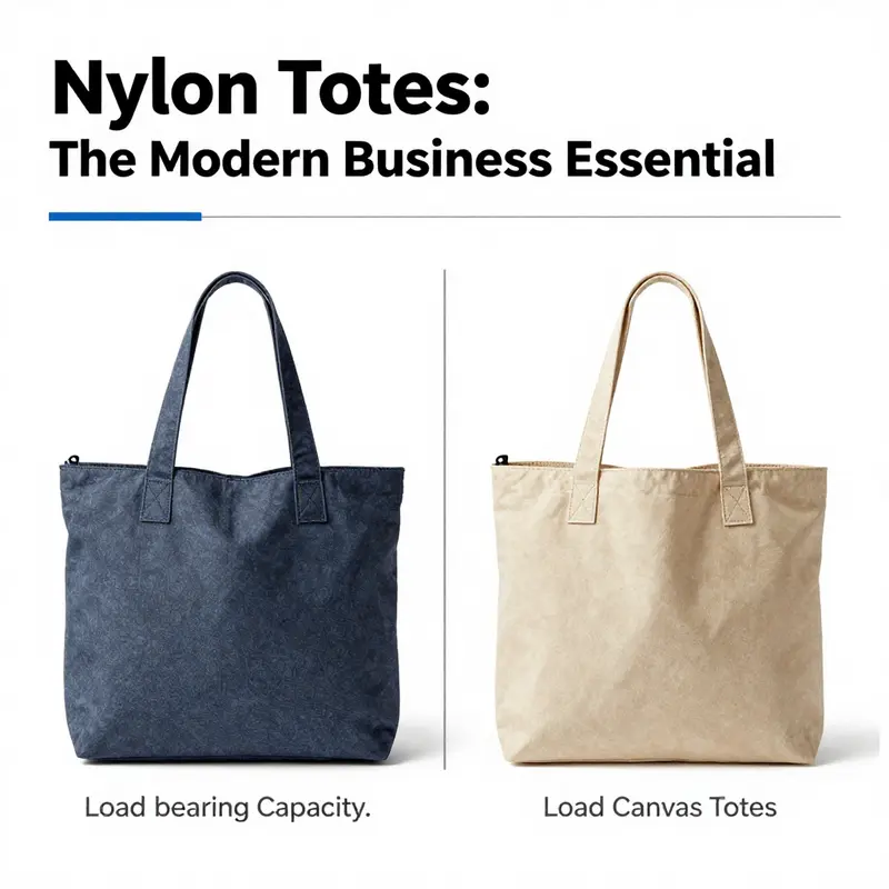 A visual timeline depicting the evolution of nylon tote bags from the 1930s to modern times.
