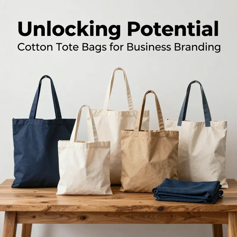 A collection of durable cotton tote bags highlighting their versatility for various business applications.