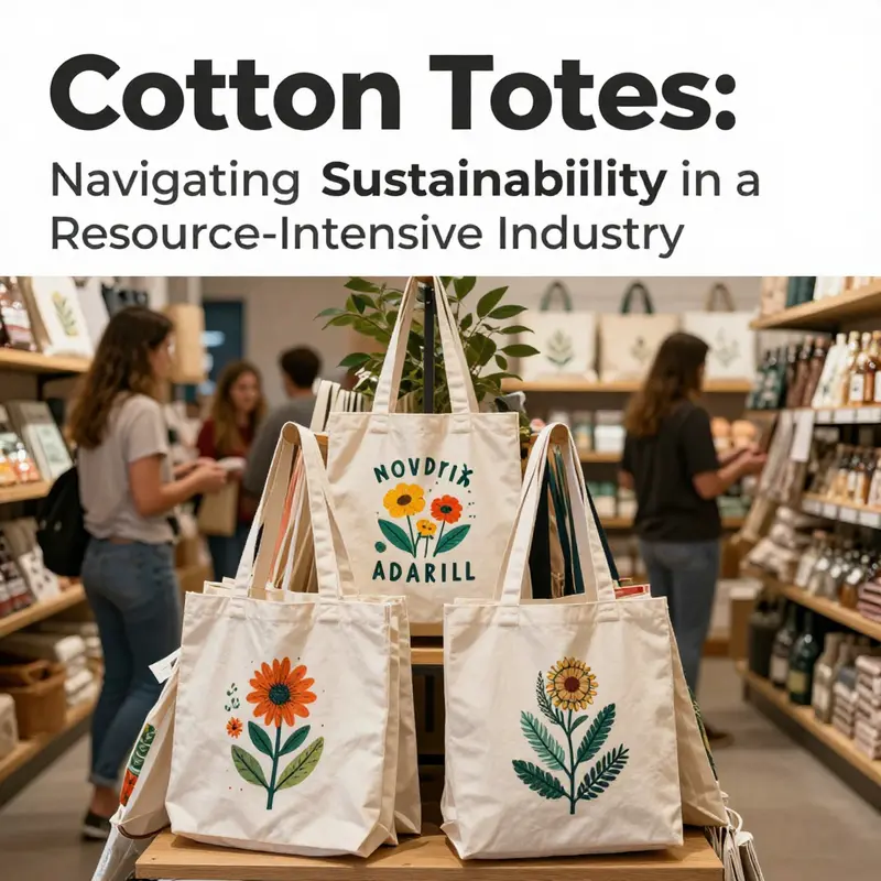 A brightly lit eco-friendly store showcasing colorful cotton tote bags, designed to attract environmentally conscious customers.