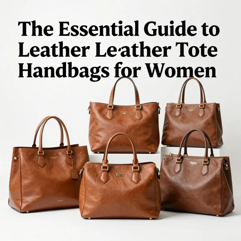 A stylish display of various leather tote handbags for women, emphasizing elegance and versatility.