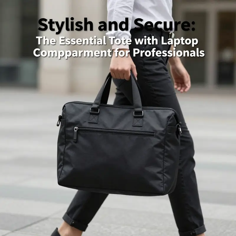 A sleek tote bag perfectly suited for business professionals, illustrating its compatibility with essential office items.
