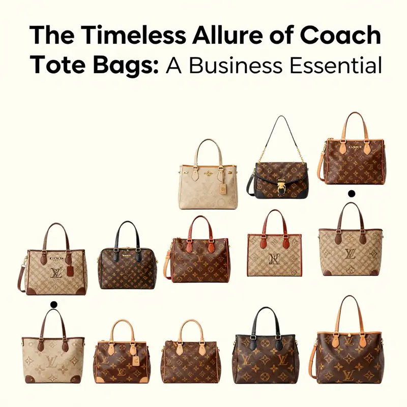 A timeline showcasing the evolution of Coach tote bags from past to present.
