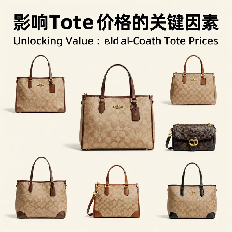 Classic Coach Totes available in an official retail outlet showcasing price range.