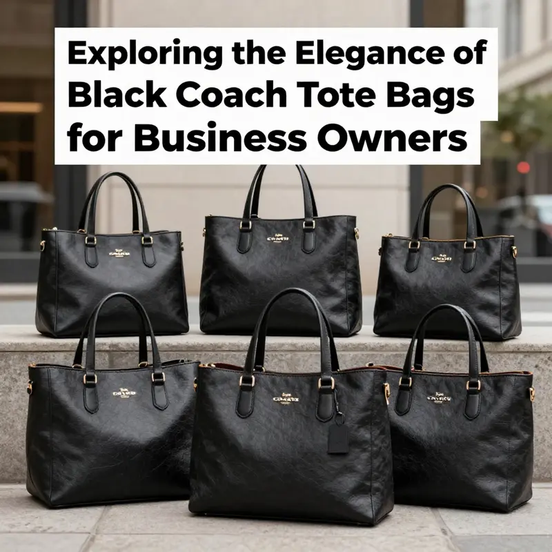 Multiple black Coach tote bags displayed in urban surroundings highlighting their elegant design and usability.