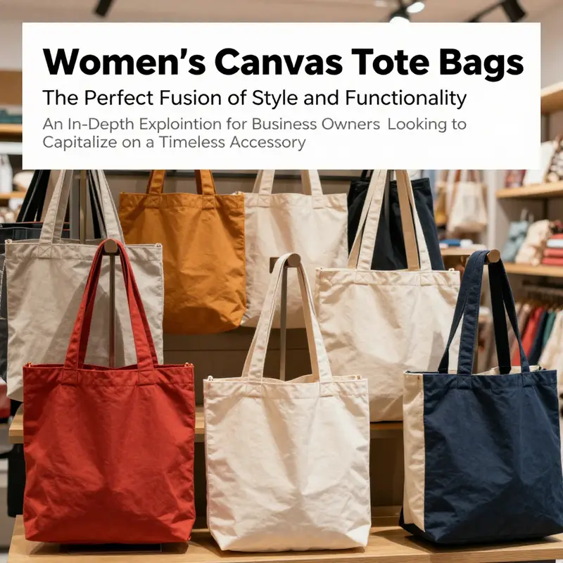 A colorful display of women's canvas tote bags in various styles and patterns in a retail environment.