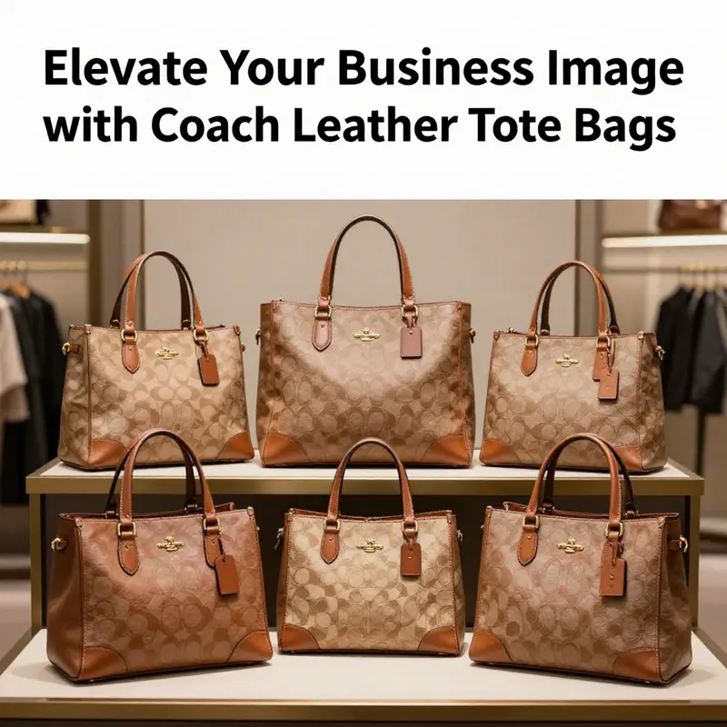 A premium display of Coach leather tote bags showcasing different styles and colors.
