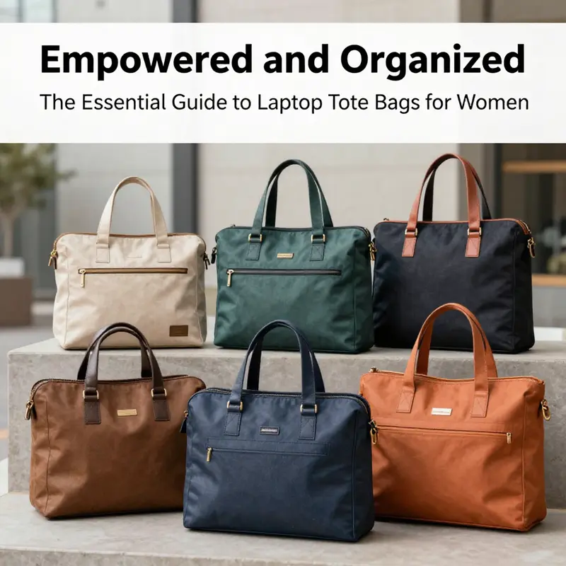 A beautiful array of laptop tote bags for women in a vibrant urban setting.