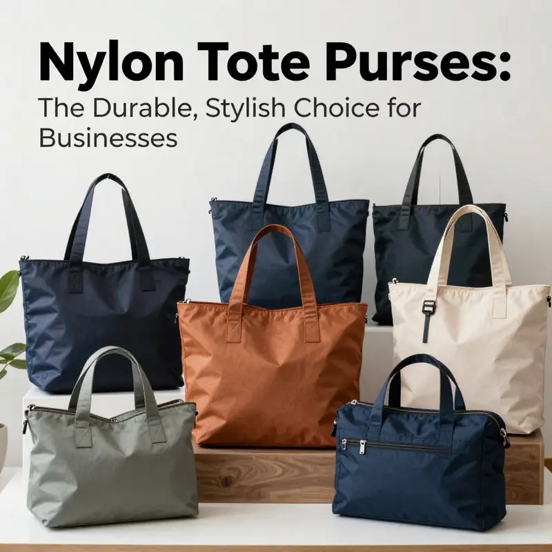 A visually appealing arrangement of different nylon tote purses showcasing various styles and colors.