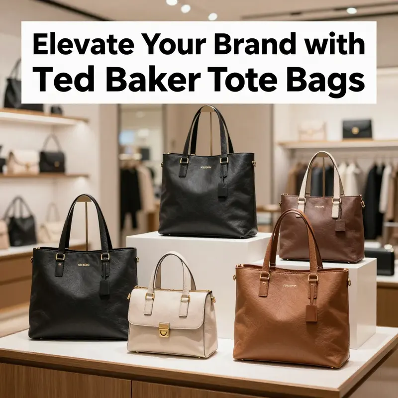 Various Ted Baker tote bags displayed elegantly in a retail environment.