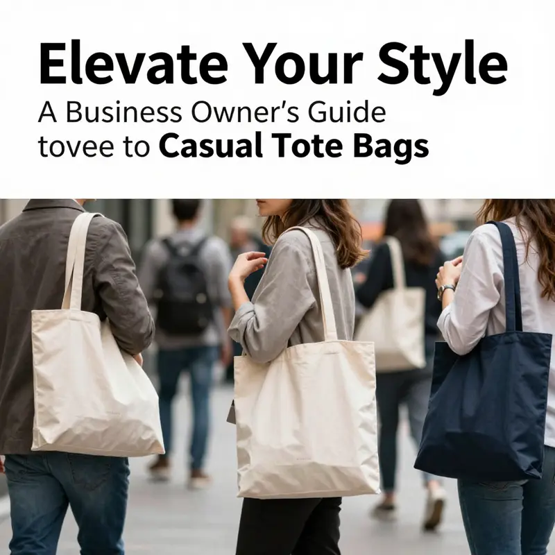 A dynamic urban setting with various business owners walking with casual tote bags, representing style and functionality.