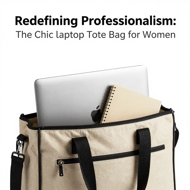 A stylish laptop tote bag that combines elegance with practicality, highlighting its various design elements.