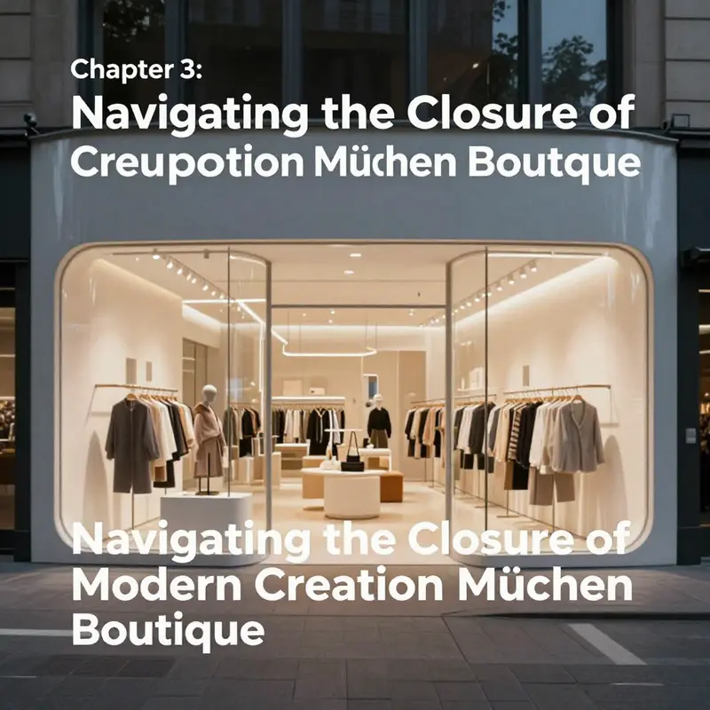 The storefront of Modern Creation Müchen Boutique, now showing a ‘Permanently Closed’ sign.