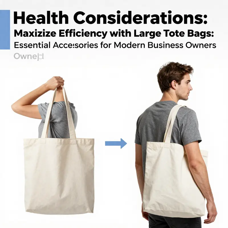 A large tote bag filled with business essentials highlights its utility for professionals.