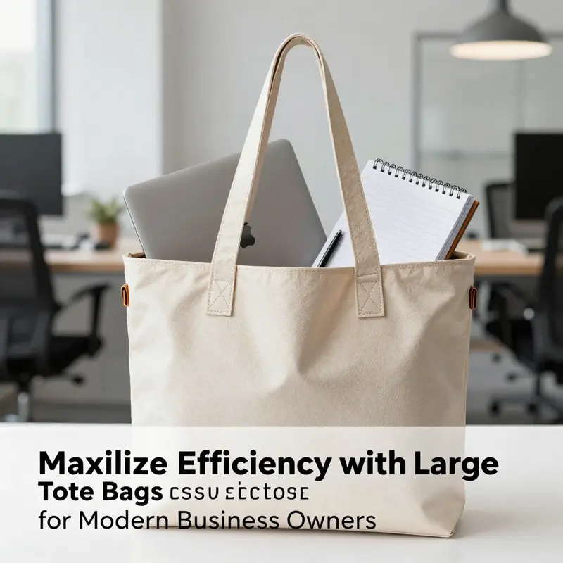A large tote bag filled with business essentials highlights its utility for professionals.