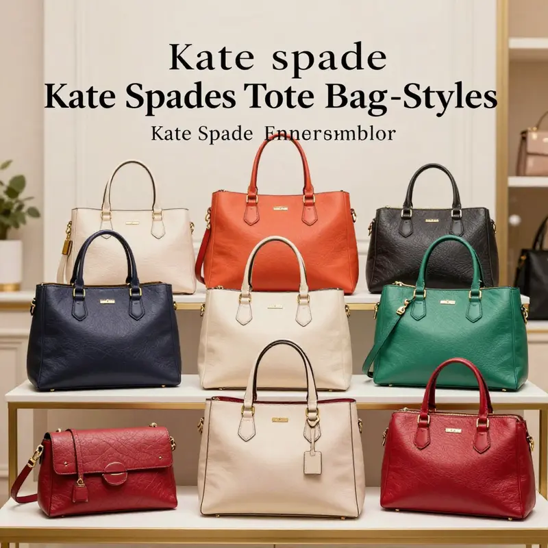 A collection of popular Kate Spade tote bag styles highlighting different colors and designs.