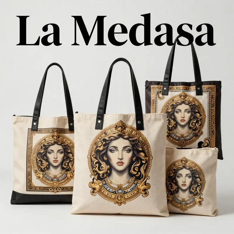 Versace totes exemplifying luxury design and style.