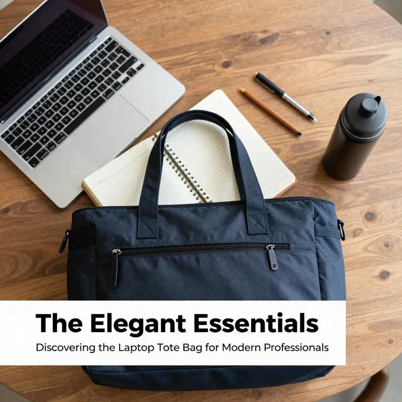 An overhead view of a laptop tote bag filled with business essentials, highlighting its elegance and functionality.