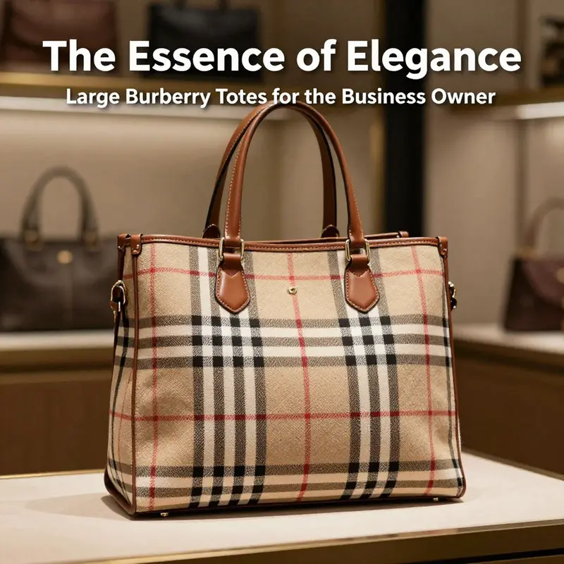 A detailed view of the craftsmanship and material quality of a large Burberry tote.