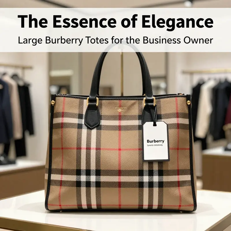 A detailed view of the craftsmanship and material quality of a large Burberry tote.