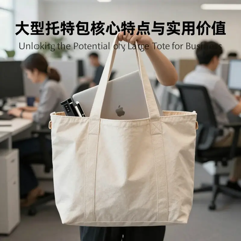 A spacious large tote bag ideal for business use, highlighting its functionality and design.