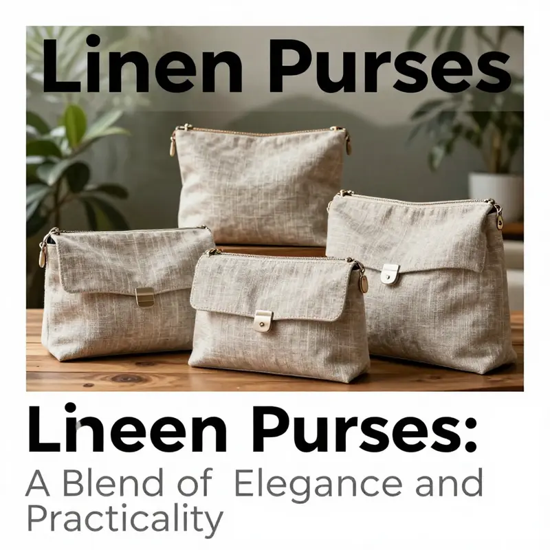 A collection of stylish linen purses elegantly arranged on a table, highlighting their natural charm.
