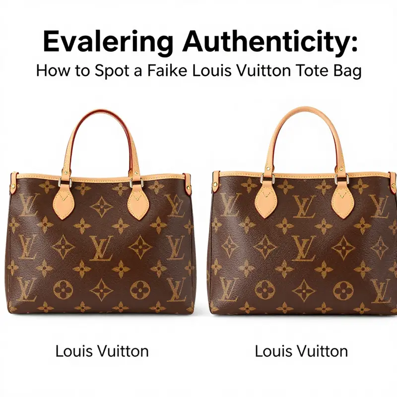 Inspecting the logo alignment is crucial for identifying genuine Louis Vuitton tote bags.