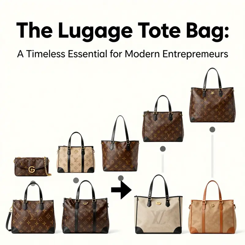 A visual representation of the evolution of luggage tote bags from functional travel gear to luxury fashion items.