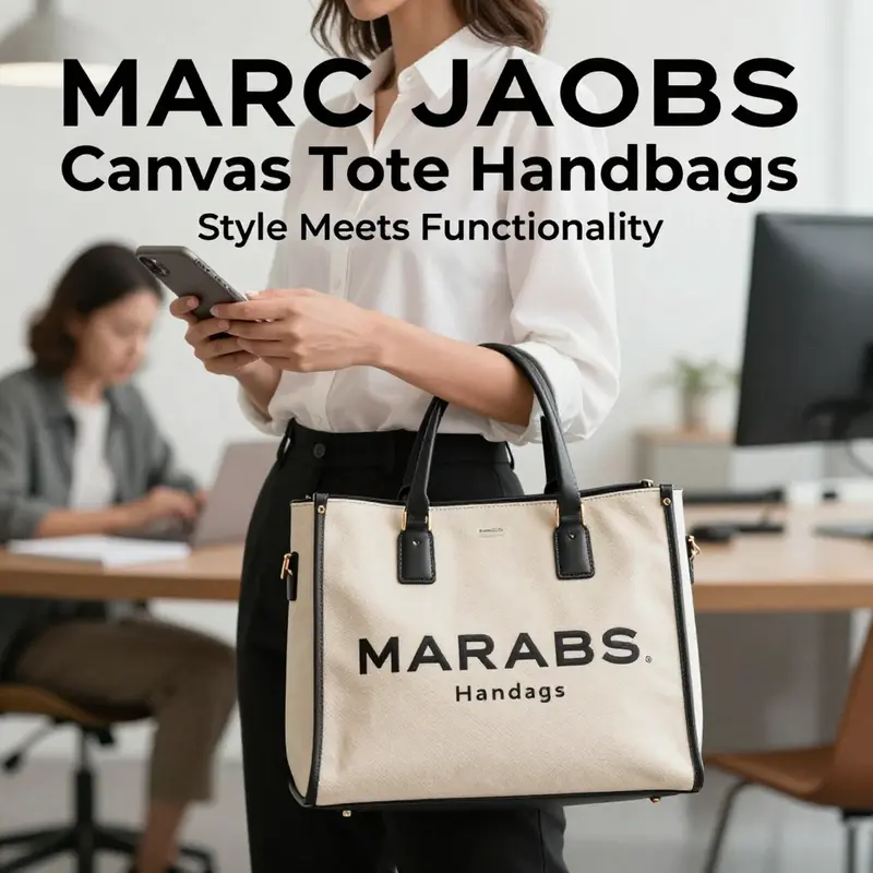 A collection of Marc Jacobs Canvas Tote Handbags showcasing their iconic and elegant designs.