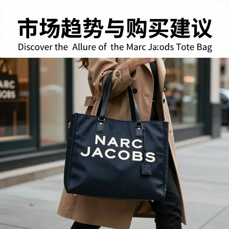 The signature design elements of the Marc Jacobs tote bag highlight its stylish practicality.