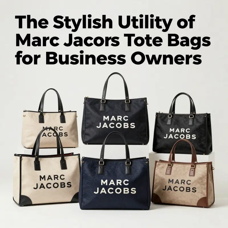 A visually appealing display of Marc Jacobs tote bags highlighting various styles and functionalities in a minimalist setting.