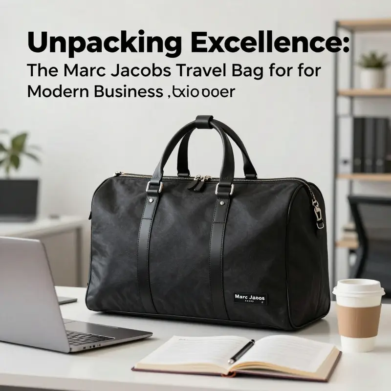 A Marc Jacobs Travel Bag displayed in an office setting, highlighting its use in professional environments.