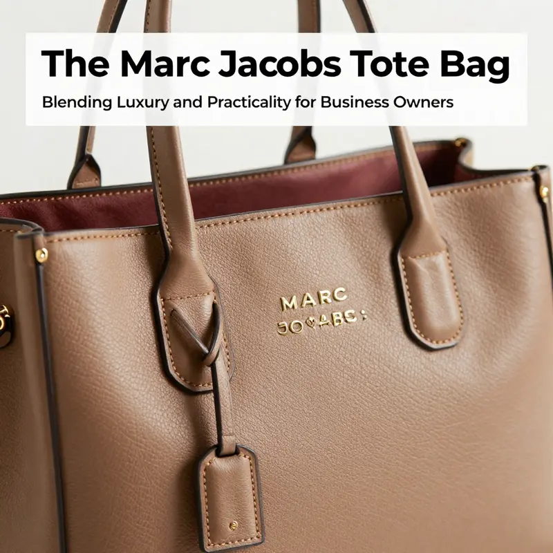 The Marc Jacobs Tote Bag emphasizing its spacious design and adjustable straps.