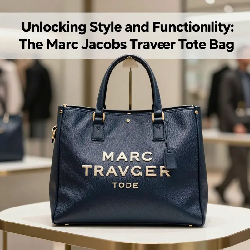 A Marc Jacobs Traveler Tote Bag showcased amidst an urban backdrop, illustrating its role as a fashionable everyday accessory.