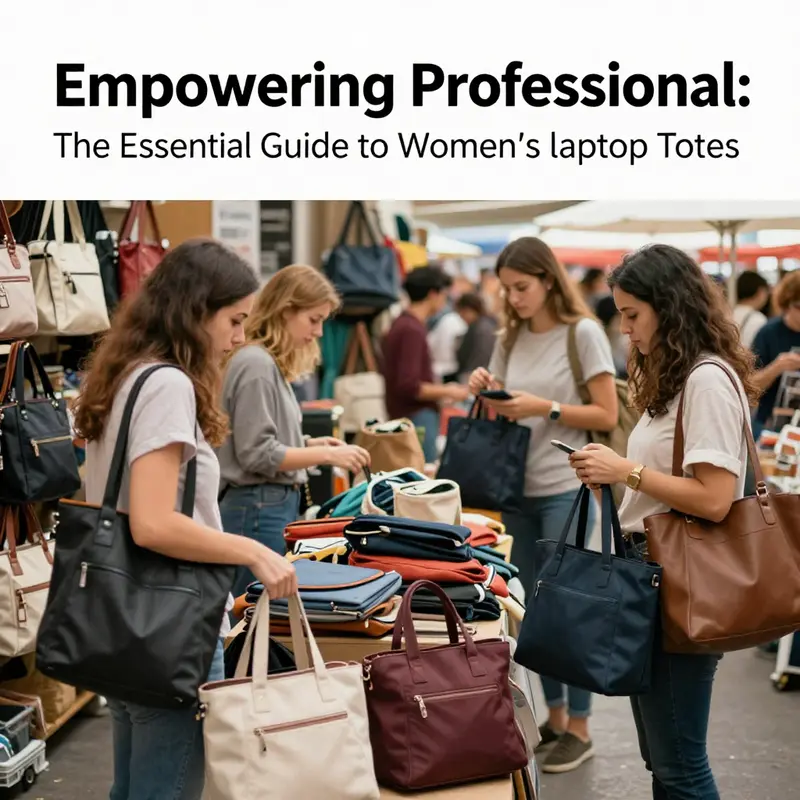 Women showcasing an array of laptop totes that highlight the evolution and diversity of designs over the years.