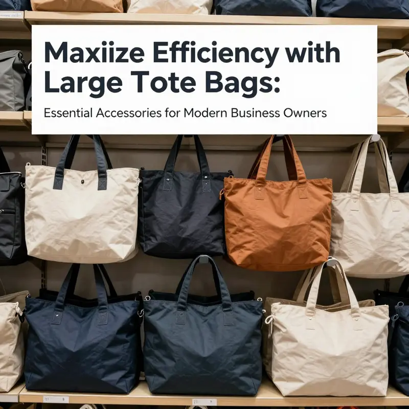 A large tote bag filled with business essentials highlights its utility for professionals.