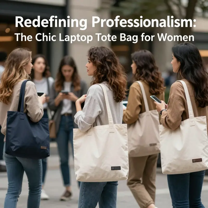 A stylish laptop tote bag that combines elegance with practicality, highlighting its various design elements.