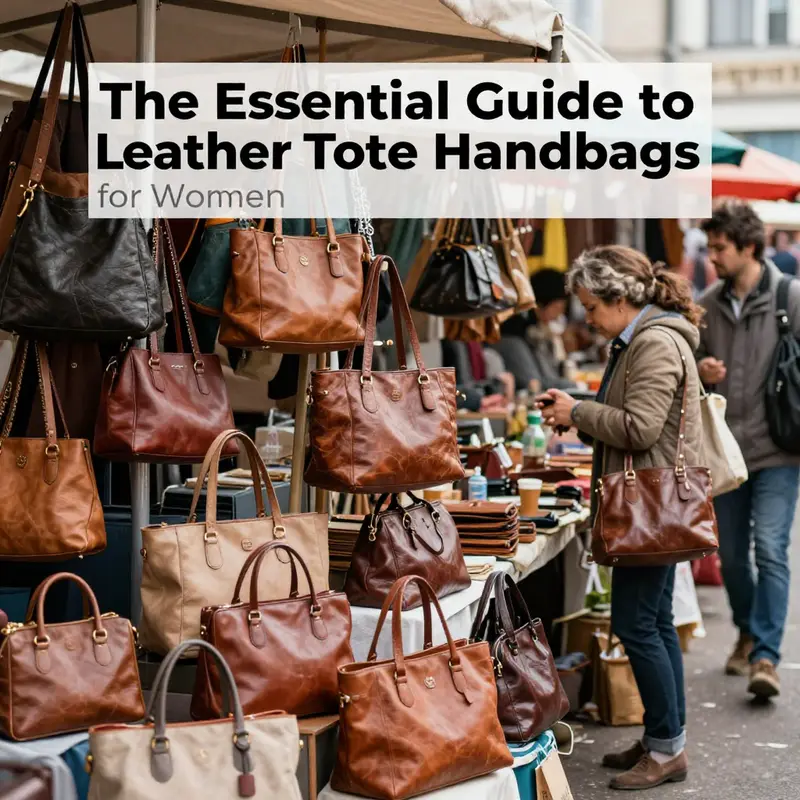 Diverse styles of leather tote handbags, highlighting their features and functionalities.