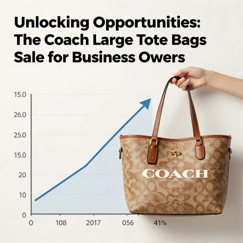 Highlighted discounts on Coach large tote bags in an Amazon sales section.