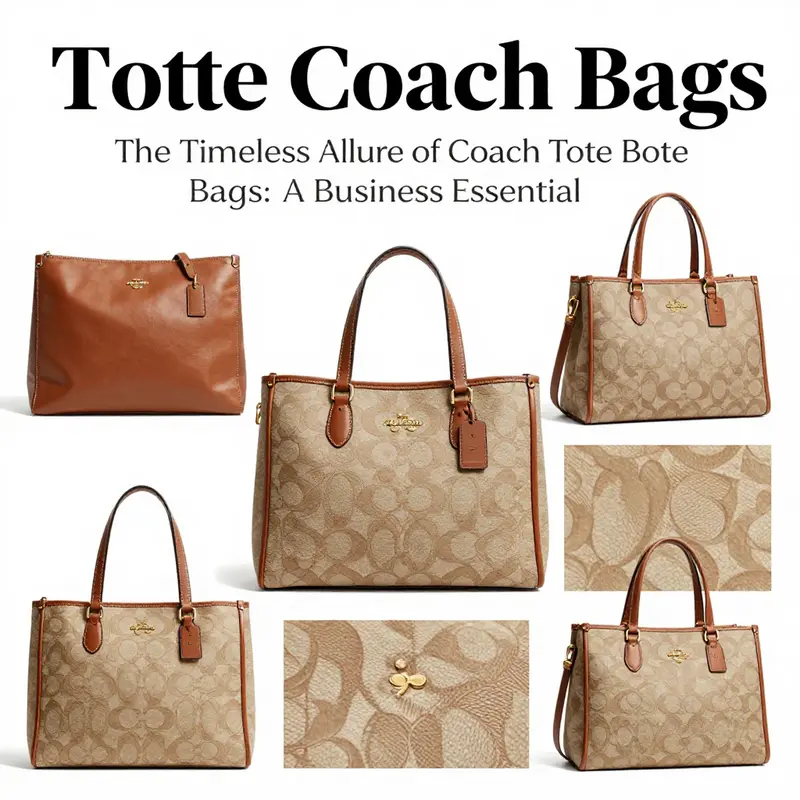 A timeline showcasing the evolution of Coach tote bags from past to present.