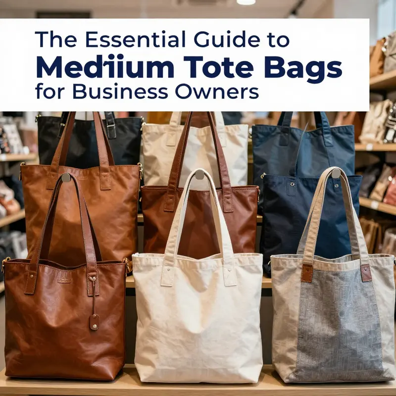 A stylish medium tote bag showcasing its design features, perfect for professional settings.