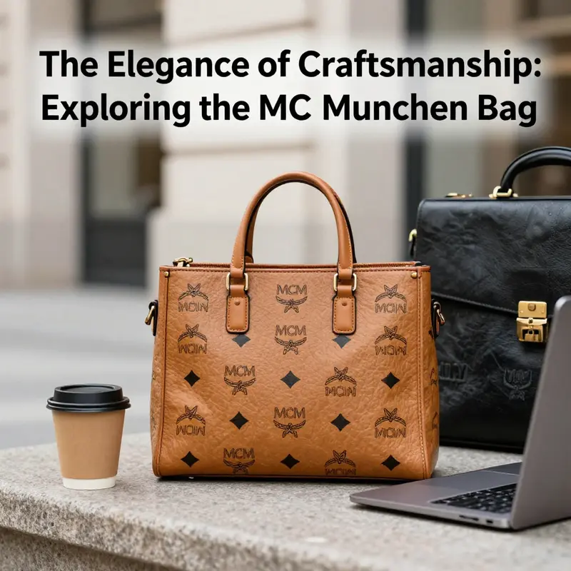 MCM Munchen bag displayed in a modern urban environment, emphasizing luxury and practicality.
