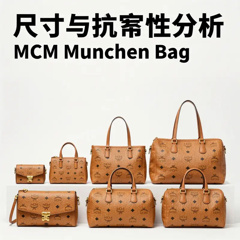 Details of the Visetos pattern and the high-quality materials that define MCM Munchen bags.